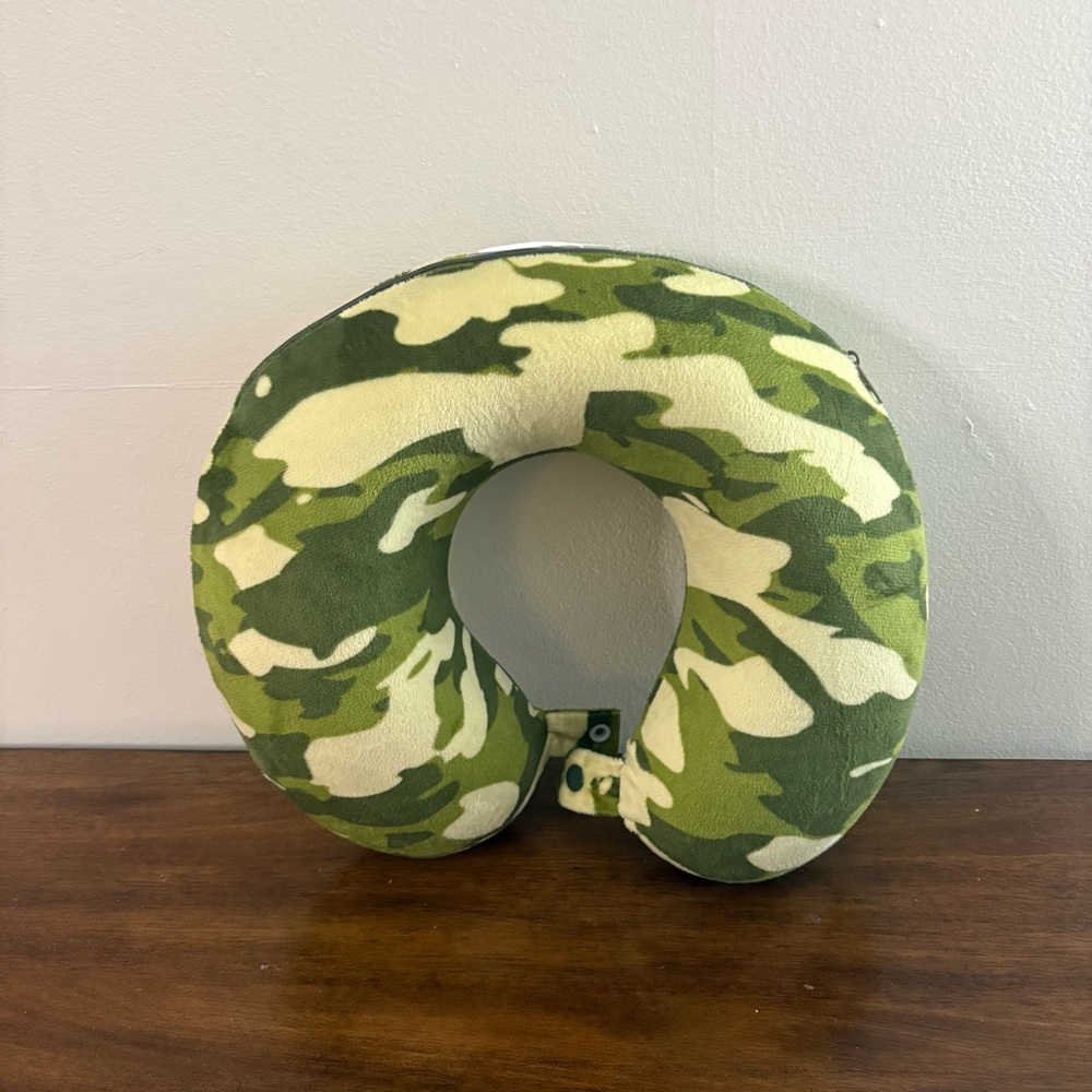 Camoflauge Green Head Neck Pillow Travel Super Firm